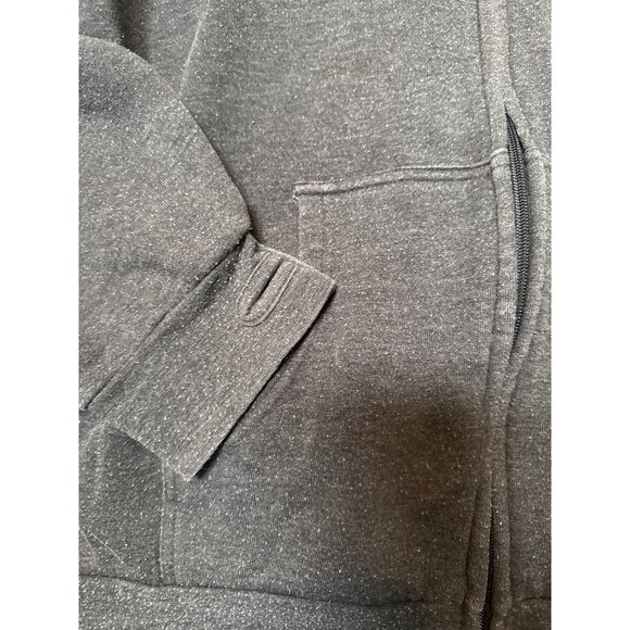 McGraw Charcoal Gray Cotton Blend Hoodie XL With Red Graphics & Pockets READ - Picture 2 of 7